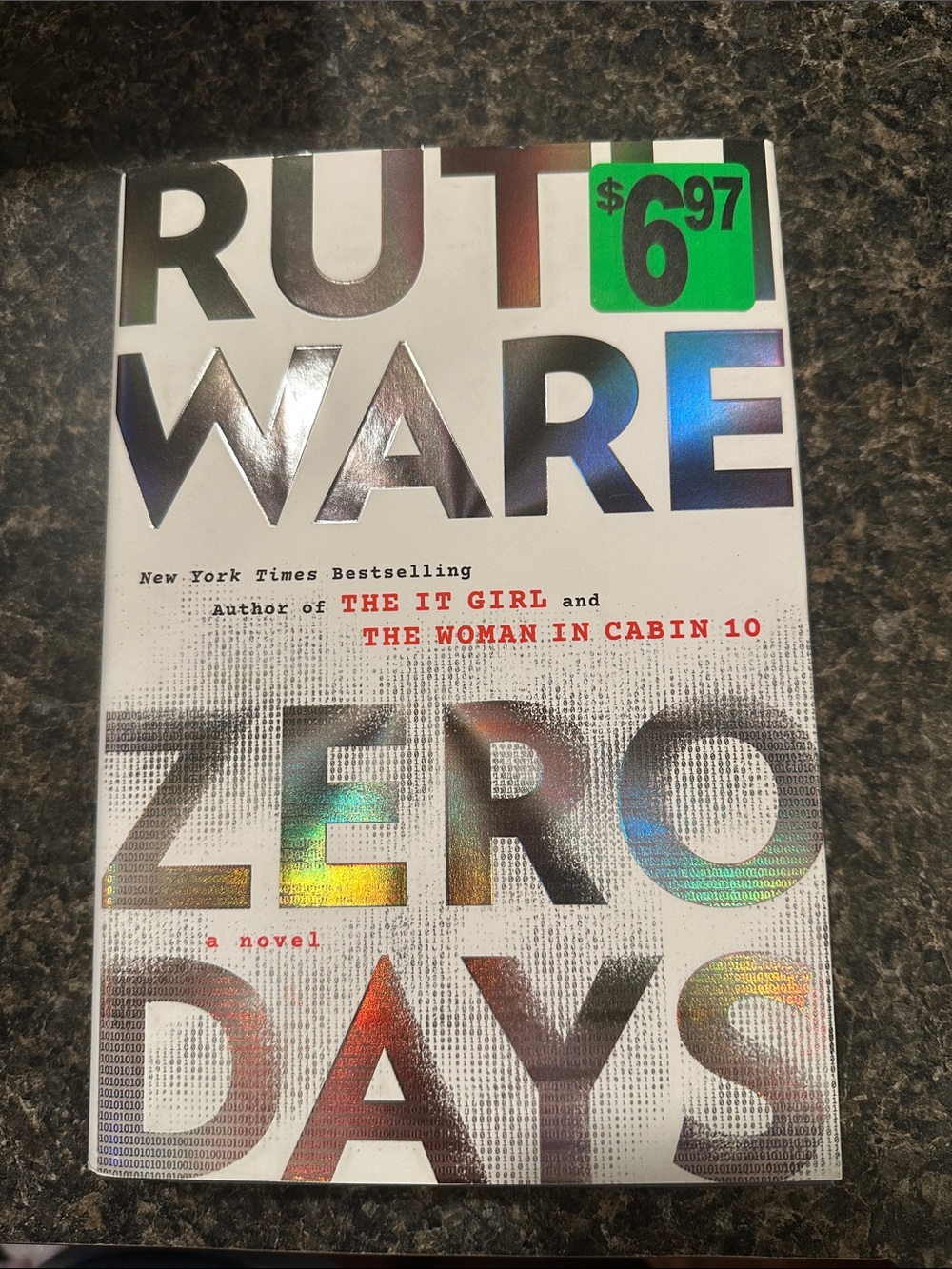 Ruth Ware "Zero Days" Paperback Book - White with Holographic Text